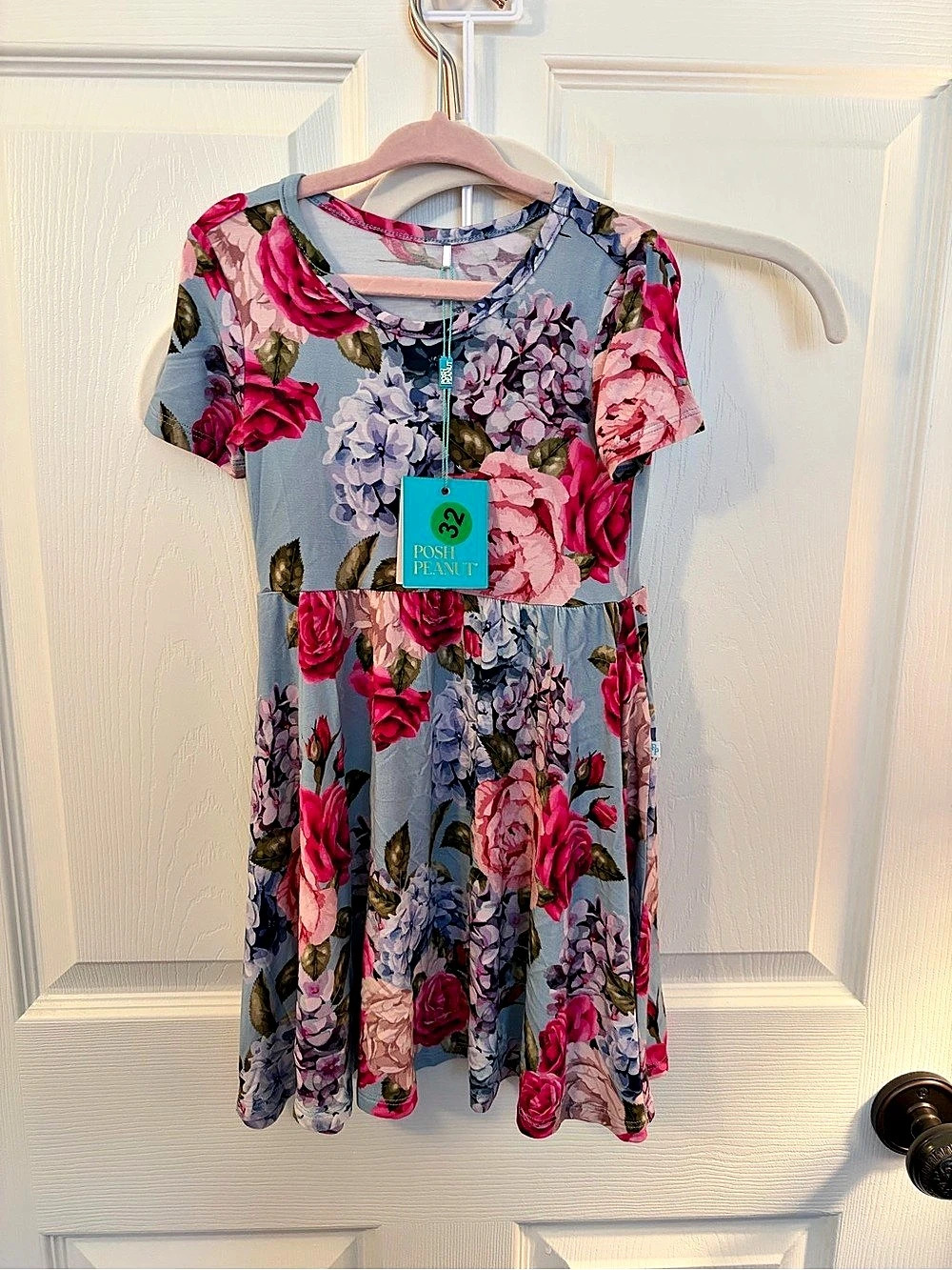 Posh Peanut Floral Dress Blue & Pink Girls 3T-4T